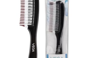 Vega Detangling Comb with 2 Row Teeth for Women & Men | Wide Tooth Anti-Static Hair Comb for Smooth & Frizz-Free Styling | Hair Comb for All Hair Types | (India’s No. 1* Hair Brush Brand) | (1265)