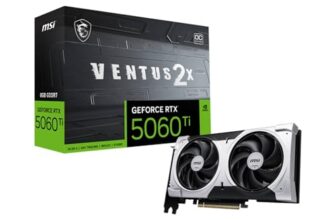 MSI GeForce RTX 5060 Ti 8G Ventus 2X Plus Graphic Card – NVIDIA GeForce RTX 5060 Ti GPU, 8GB GDDR7 128-bit Memory, 28 Gbps, PCI Express Gen 5 x16 Interface, Upto 2602 MHz, STORMFORCE Fan