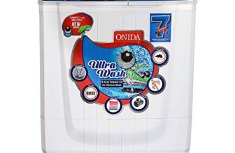 Onida 8 kg 5 Star Ultra Wash, Hydraulic Designer Glass Lid Semi Automatic Top Load Washing Machine (S80GS)