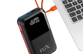 FLiX UltraCharge XPB-P45 20,000mAh 45W QC Power Delivery PPS Power Bank, in-Built Type C & Lightning Fast Charging Cables, LED for Charging Percentage with Amp and Volt Display (Black)