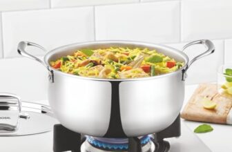 Borosil Cookfresh Tri-ply Casserole Steel Handle | SS304 Food Grade Steel, Dishwasher Safe | Compatible for Gas, Induction, Hot Plate, Halogen | 5 Years Warranty (2.8 L)