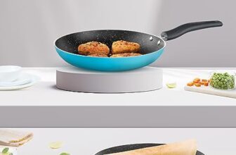 Borosil Festive Glory Non-Stick Set of 2 Tawa (25 cm) and Fry Pan (24 cm), Gas Stove & Induction Compatible, Metal Spoon Friendly, Blue Exterior, Thick Uniform Body, Stir Fry Pan, Tava for Prantha