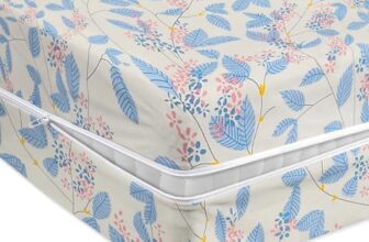 BSB HOME Premium Cotton Printed Mattress Cover/Protector with Zipper Chain|Provides All Around Protection with 360° Encasing | Double Size Bed – 78×72+6 inches (6.5 x 6 Feet Mattress) White & Blue