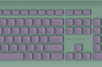 ZEBRONICS Companion 203 Wireless Standard Multi-device Keyboard Compatible with Desktop, Laptop, Mac 2.4GHz Wireless, Copilot AI Key, 12 Multimedia Keys, 1600 DPI, for Windows & Mac(Guava)