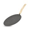 BERGNER Earth Black Non-Stick 26 cm Concave Roti Tawa, Wooden Finish Soft Touch Handle, 3mm Thickness, Even Heat Distribution, White Marble Splatter – Induction Bottom and Gas Ready