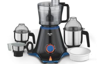 Preethi Zion MG-227 mixer grinder 750 watt Black, 4 jars – master chef food processor jar and flexi lid, Vega W5 motor with 2yr Guarantee & Lifelong Free Service, Standard
