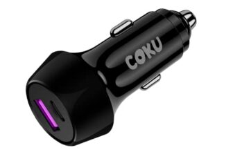 coku 30W Quick Fast 30 Watt Pd USB Type C Fast Charging Dual Port USB A & USB C Plug Car Charger Adapter for iPhone & Android, Smartphones, Tablets, Smartwatches, USB Gadgets (Ckpd30W, Black)