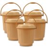 Urbane Home Pack of 5 Bathroom Bucket | 18 Liter With Lid & Handle | Plastic for Daily Use | Water Storage | Cream