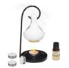 Pure Source India Porcelain Oil Diffuser Set for Home Fragrance with 10 ml White Sage Aroma Oil and 4 Tea Light Candles (White)