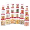 MILTON Vitro PET Canister Set of 24 (6x300ml,6x700ml,6x1400ml,6x2000ml) Airtight, Food Grade, Stackable, For Grains, Pulses, Spices, Cereals, Cookies, Dry Fruits, Fridge Storage Container, Red Wine
