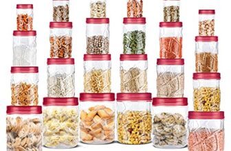 MILTON Vitro PET Canister Set of 24 (6x300ml,6x700ml,6x1400ml,6x2000ml) Airtight, Food Grade, Stackable, For Grains, Pulses, Spices, Cereals, Cookies, Dry Fruits, Fridge Storage Container, Red Wine