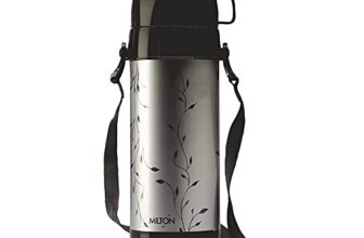 Milton Eiffel 1000 Vacuum Insulated Thermos Flask with Strap to Carry, 910 ml, Long Hours Hot & Cold Water Bottle for Office, Hiking, Trekking, Travel, Black