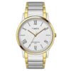 TIMEX Classics Analog Watch for Man with White Round Dial & Two Tone Stainless Steel Bracelet Band Water Resistant Men’s Wrist Watches – TW000R432