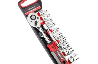 SPARTAN 12 in 1 Heavy Duty Socket Set 1/2″ Chrome Vanadium Steel Ratchet Socket Wrench Spanner | Soft Grip 12 Pieces Hand Tool Kit For Mechanic Tool Kits(Pack of 1)