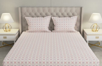Raymond Home Microfiber Double Fitted (Elastic) 110 TC Motifs 1 Bedsheet with 2 Pillow Covers(Flat)