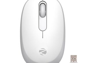 ZEBRONICS Groot Wireless Mouse, Dual Mode (2.4GHz + BT), Upto 1600 DPI, Silent Operation, 3 Buttons, Comfortable & Ergonomic, for Mac | Laptop | Computer, with 2 Years Warranty (White+Grey)