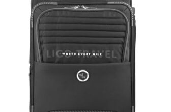 Ligobags Polyester 8 Wheels 360 Degree Wall Street Soft-Sided Large Cabin Luggage Black Laptop Roller Case |28 Inch Trolley Bag