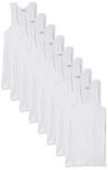 Rupa Jon Men 100% Cotton Regular Fit Sleeveless Vest | Fabric | Round Neck | Pack of 9 White, Small