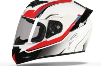 TVS XPOD Aerodynamic Helmet for Men-ISI DOT Certified , Ultrawide Visor, Quick Release Strap-Premium Bike Helmet with Enhanced Air Circulation (Speedy White & Red-M)