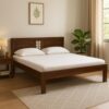 EXCEL International Jiksa Design Solid Sheesham (Rose) Wood Queen Size Bed Without Storage | Wooden Double Bed | Rosewood, with Provincial Teak Finish – Elegant, Durable & Spacious