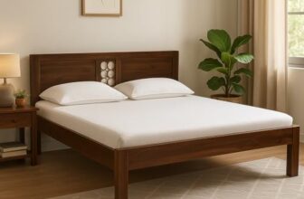 EXCEL International Jiksa Design Solid Sheesham (Rose) Wood Queen Size Bed Without Storage | Wooden Double Bed | Rosewood, with Provincial Teak Finish – Elegant, Durable & Spacious