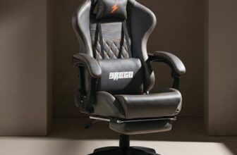 BAYBEE Drogo Multi-Purpose Ergonomic Gaming Chair with 7 Way Adjustable Seat, Head & USB Massager, PU Leather Lumbar Pillow Home & Office Chair with Full Reclining Back Footrest (Emperor Grey)
