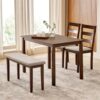 Home Centre | Helios Lia | Solid Wood | 4 Seater Dining Table Sets | Brown | 1 Table with 2 Chairs and 1 Bench | 1 Year Warranty