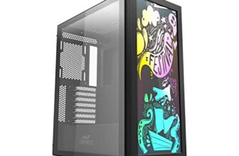 Ant Esports Graffiti Mid- Tower Computer Case/Gaming Cabinet – Black | Supports ATX, Micro-ATX, Mini-ITX | Pre-Installed 1 x 120mm Rear Fan