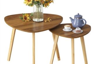 INTRAHAUS Modern Wooden Nesting Side Table Set of 2 for Living Room | Space Saving Sofa Side Table | Bedside End Table | Multipurpose Accent Tables for Home Bedroom Office (Review, Nesting)