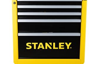 Stanley Workshop Trolley with 5 Drawers, Tool Trolley, Yellow/Black, Maximum Load 300 kg