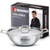 Bergner TriPro Triply Stainless Steel 24cm (3L) Kadai with Stainless Steel Lid, Even Heat Distribution, Consumes Less Oil, Healthy Cooking, Sturdy Handles, Easy to Clean, Induction and Gas Stove Ready