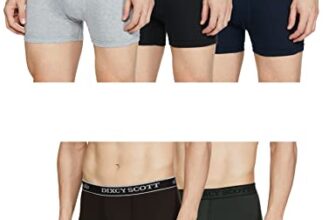 Dixcy Scott Originals Men’s Long Cross Trunk Comfort Fit Solid Innerwear Outer Elastic with Spandex(Black Grey Mel Olive Deep Blue Coffee Brow – Pack of 5 )-85