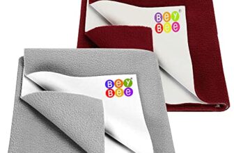 BeyBee Anti-Piling Fleece Extra Absorbent Quick Dry Sheet for Baby, Baby Bed Protector, Waterproof Baby Sheet(Small Combo, Grey + Maroon)