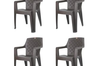 Cello Squid Chair Set of 4, Matte Brown | Unbreakable, Durable & Strong | Blended PP Material, Easy to Clean | Plastic Chair for Living Room, Home & Office | 3 Years Warranty – Manufacturing Defects