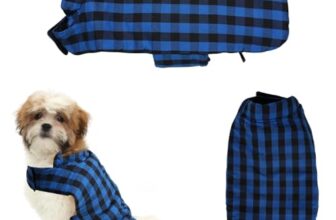 Sage Square Winter Coloured Dog Coat – All-Weather Protection, Windproof, Waterproof Cozy Fleece Lining, Adjustable Straps, Durable, Stylish, Comfortable, Jacket (Blue & Black, Extra Small)