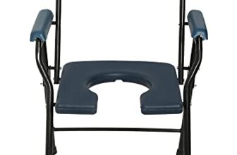 AMONE Folding Commode Chair, Elderly Disabled Man And Pregnant Woman Stainless Steel Shower And Bathing Room Mobile Toilet Seat for Elderly, Safe Toilet Stool – 110 Kg Capacity