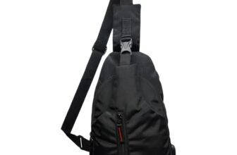 Amazon Basics Cross Body Backpack with 3 Pockets for Unisex | USB Charger | Water Resistant | Suitable for Outdoor Activities | Black
