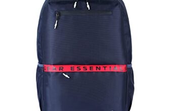 Gear LOGI-Q 27L Medium Water Resistant 5 Compartment Laptop Backpack/Backpack/Office Bag with Trolley Sleeve for Men/Women (Navy-Red)