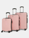 Teakwood Leathers Unisex Textured Set of 3 Trolley Bag (Small-Medium-Large,Rose) Cabin & Check-in Set 8 Wheels – 30 INCH