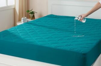 Amazon Basics Quilted Mattress Protector |78″x72″x12″| Waterproof & Hypoallergenic | Soft Cotton Fabric |TPU Laminated |Noiseless| Breathable with Airflow Tech | Extra Fluffy Microfiber Filling (Teal)