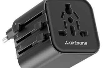 Ambrane Universal Travel Socket, International All in One Worldwide Travel Adapter Socket with 2500W High Power Output with 9 Hole Universal Socket, Compatible in 150+ Countries (ATA-03, Black)
