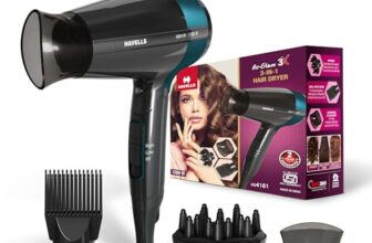 Havells Styling Hair Dryer | Hypersonic Motor | 3 Detachable Attachment| Diffuser, Quill-Style Comb, Aerofocus Nozzle|3 Temperature/2 Speed Settings| Cool Shot| 1200 W |2 years guarantee|HD4161