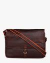 Mario-Genuine Leather Laptop Messenger Bag (Dark Brown) – by Tortoise