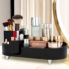 Kesi Rotating Makeup Organizer For Vanity, Large Capacity for Cosmetics 360° Rotating Bathroom Organizer, Cosmetic Perfume Storage Organizer for Dressing Table Countertop Makeup Room (Black)