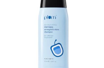 Plum Coconut Milk & Peptides Shampoo for Dry & Frizzy Hair | Provides 22X Shiny & Softer | Paraben-Free | Hair Shampoo for Women & Men | for Straight, Wavy & Rough Hair | pH Balanced | 75ml