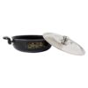 ATEVON Non-Stick Kadhai with Steel Lid, 26 cm, Black Cast Iron