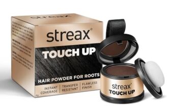 Streax Hair Root Touch Up for Grey Hair, Brown – 4gm | Root Touch Up Hair Powder I Covers Grey Hair & Bald Patches | Instant Hair Colour Touch Up, Root Concealer for Brown Hair