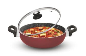 Signoraware Perfecto 4 Coating Non Stick Kadhai 26cm | Gas & Induction Compatible | Low-Oil Cooking | Ergonomically Designed | Ideal for Frying, Sauteing or Preparing Rich Curries (3.5 LTR | Steel)