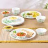 Larah By Borosil Pack Of 18 Opalware Fauna Opalware Galaxy Series Crockery Set For Dining & Gifting, Family Of 6 Dinner Set(Green, Microwave Safe)