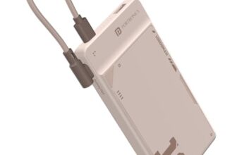Portronics Luxcell Uno 10K 10000 mAh 22.5W Fast Charging Power Bank with Detachable Type C Cable, Ultra Slim Power Bank with Mach USB-A Output, Type C PD Output, Type C Input, Wake Up Button(Mocha)